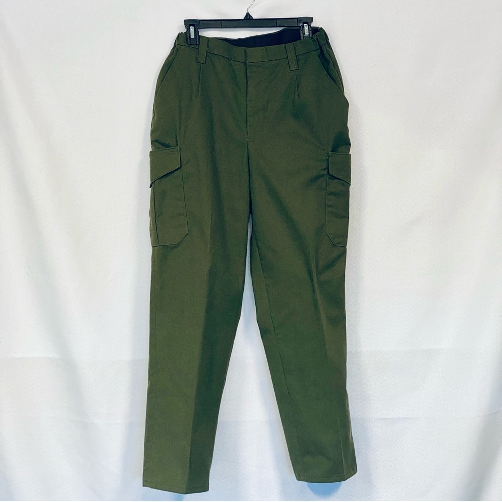 Horace Small Cargo Pants Size 12 Olive Green Workwear Loose Fit Poly Cotton
